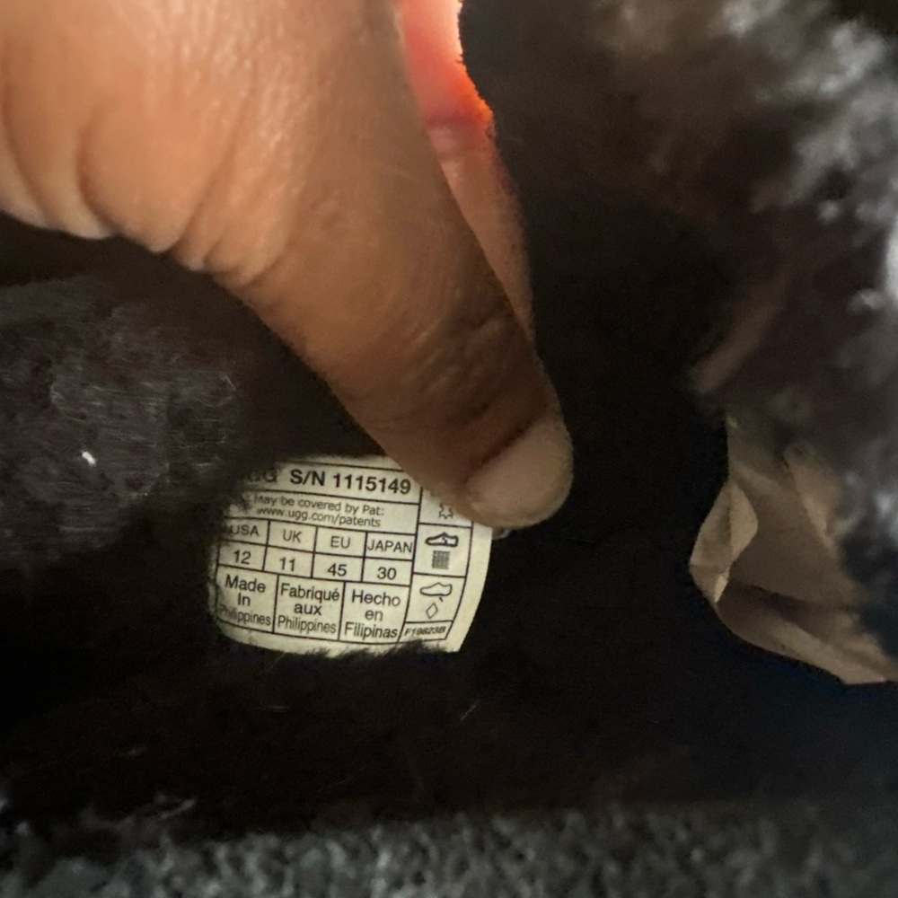 UGG Men Ascot Fur Slippers Sz 12 Wool Lined Leather Moccasin Shoes Black Suede‎ - Picture 9 of 10